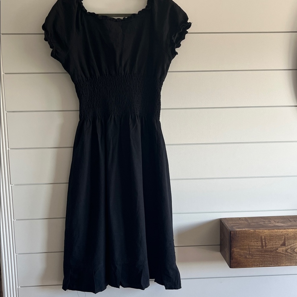 Black Midi Dress with Multicolor Floral Embroidery - Picture 4 of 5